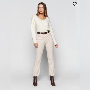 Cynthia Button Fly High Rise Straight Corduroy Pants